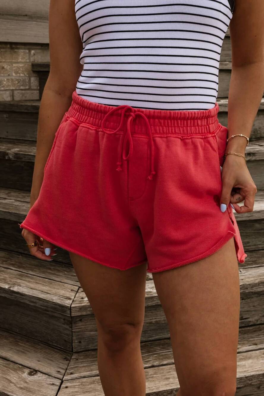 NEW FREE PEOPLE knockout sweat shorts in grapefruit